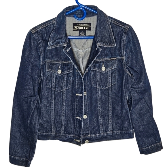 Squeeze Stephen Hardy Jackets & Blazers - VTG 90's Stephen Hardy Squeeze Button Up Blue Denim Jacket- Women Size L